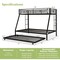 Costway Twin Over Full Metal Slats Bunk Bed Frame with Trundle, Guard Rail & Ladders White/Black